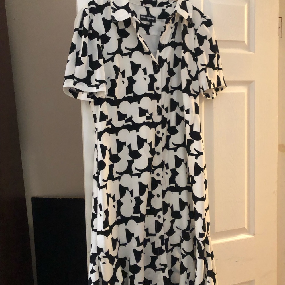 Karl Lagerfeld Black and White Patterned Dress